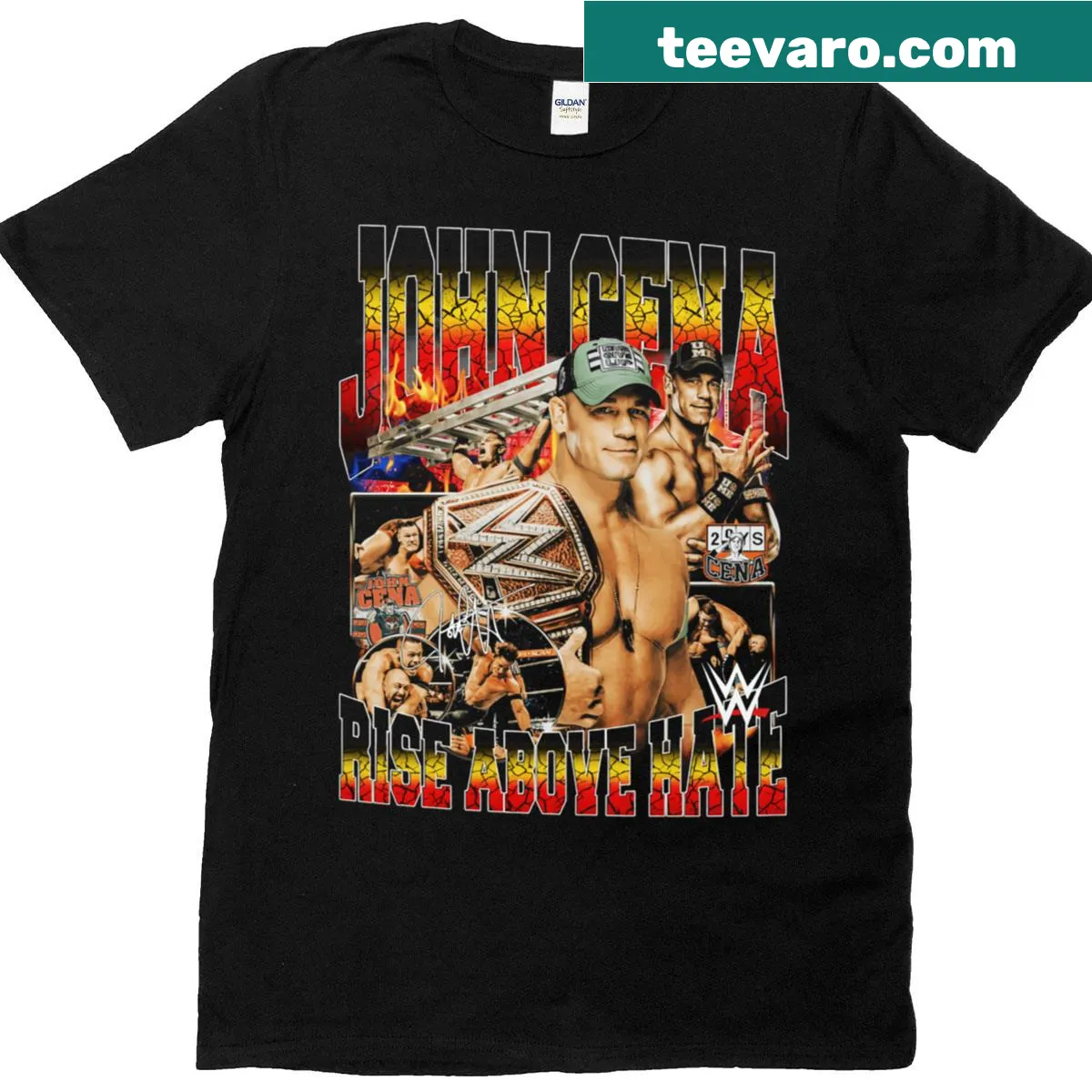 Motivational T-shirt featuring message to 'Rise Above Hate' — on a men's t-shirt