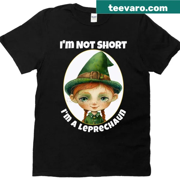 Funny St. Patrick's Day t-shirt with leprechaun and shamrock illustration.