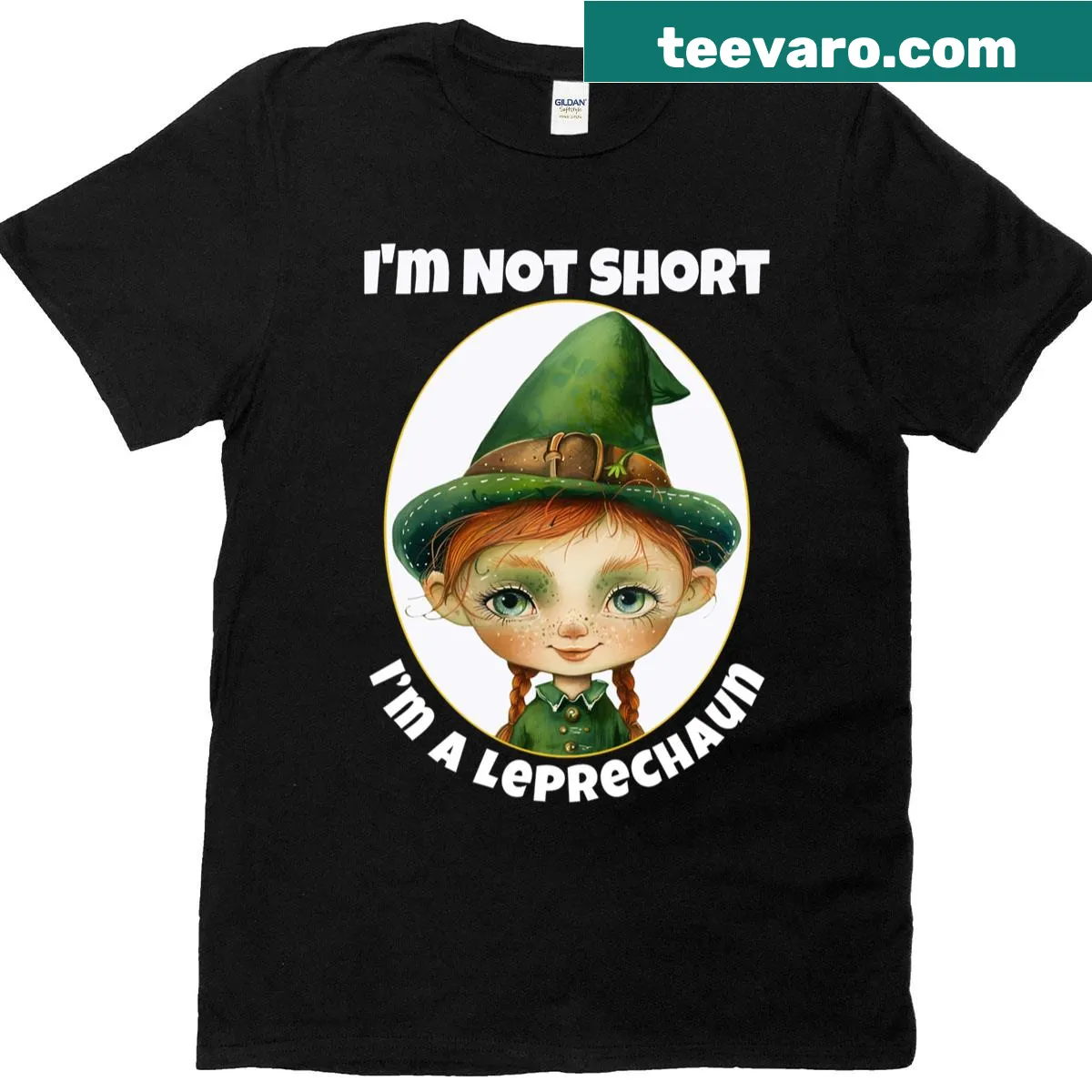 Funny St. Patrick's Day t-shirt with leprechaun and shamrock illustration. — on a men's t-shirt