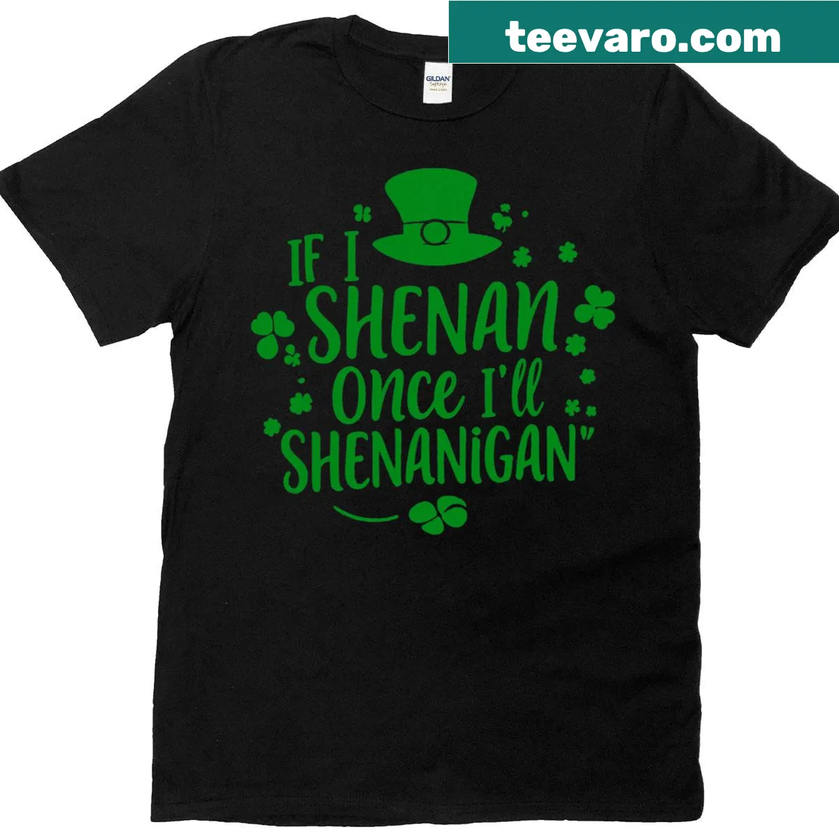 Playful St. Patrick's Day t-shirt promoting fun and shenanigans. — on a men's t-shirt