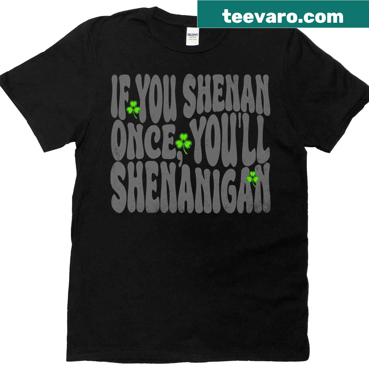 Couple adventuring for St. Patrick's Day with fun graphics — on a men's t-shirt