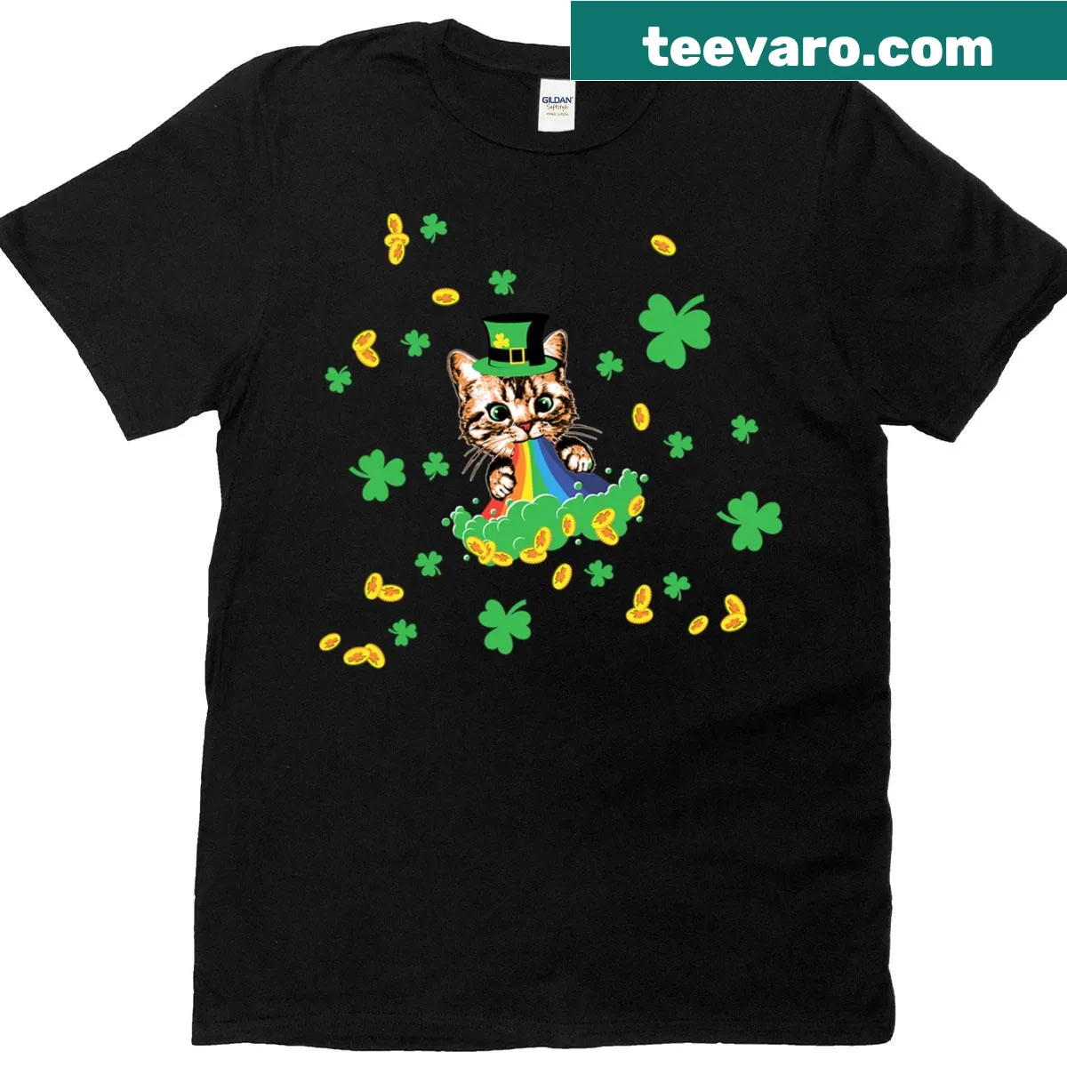 Funny St. Patrick's Day T-shirt with a ginger cat design — on a men's t-shirt