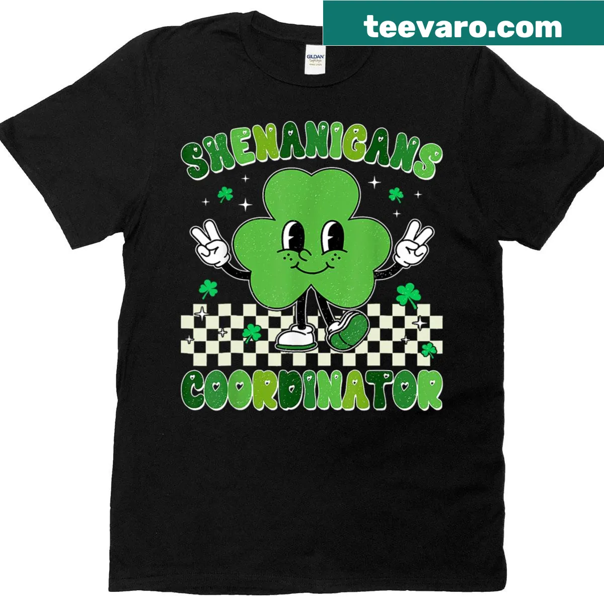 Retro teacher-themed St. Patrick's Day t-shirt with a funny design. — on a men's t-shirt