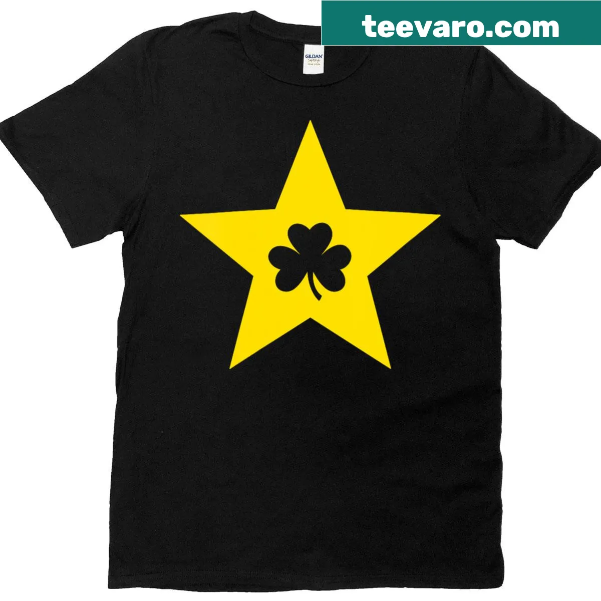 V-neck St. Patrick's Day t-shirt with shamrock design — on a men's t-shirt