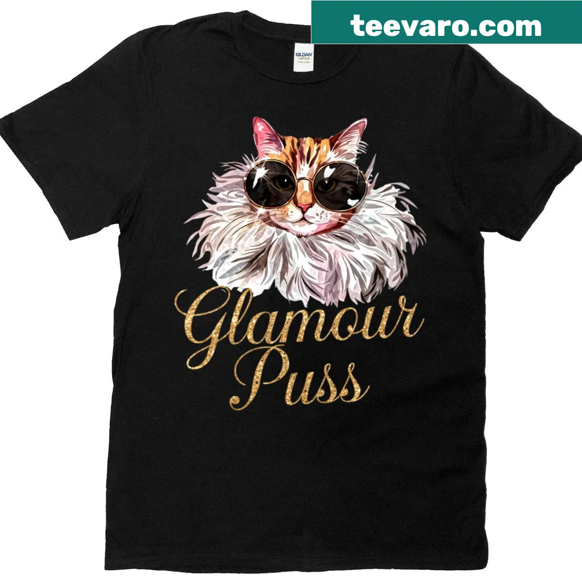 Cute T-shirt featuring a stylish cat in sunglasses — on a men's t-shirt