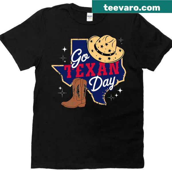 Illustration of a cowboy hat with 'Go Texan' text on T-shirt