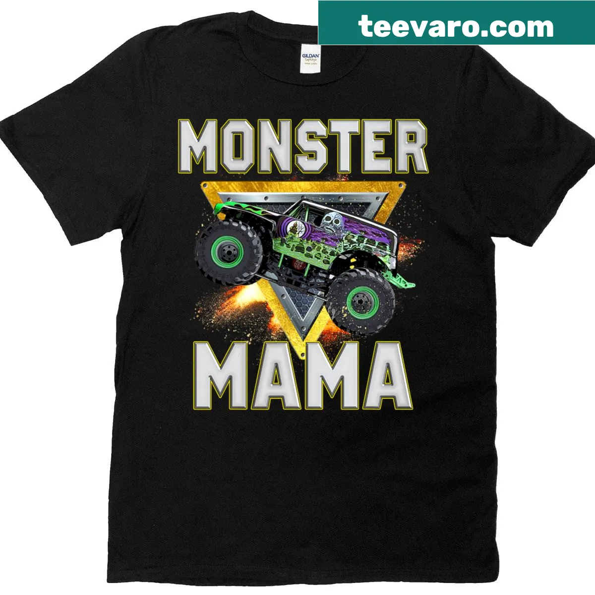 Monster truck themed T-shirt for moms with a playful graphic — on a men's t-shirt