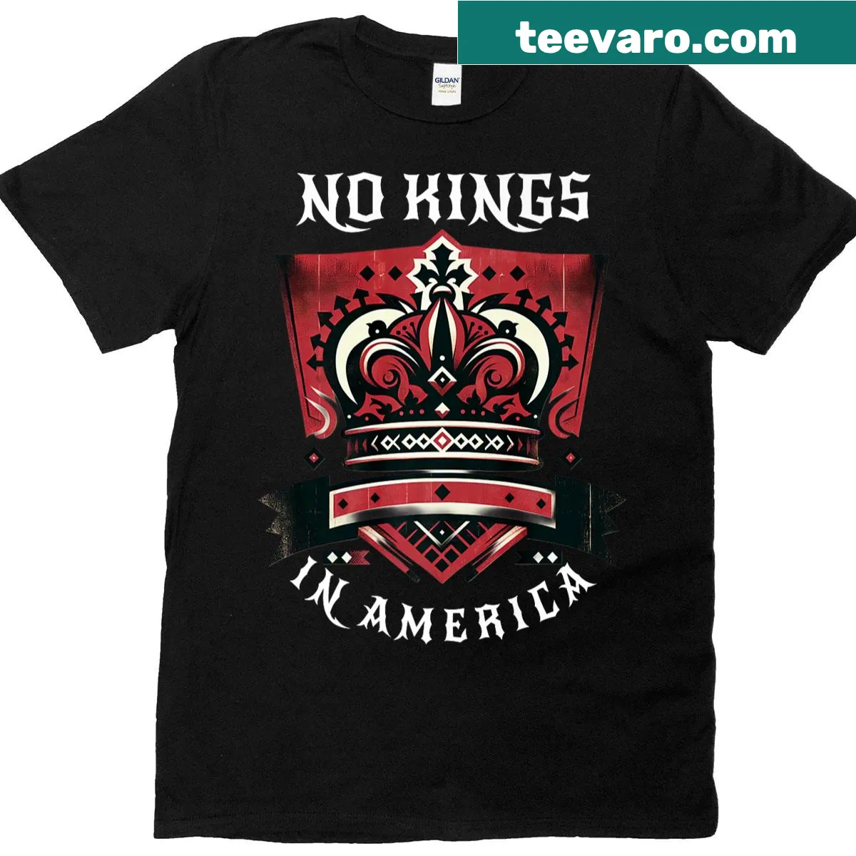 Funny t-shirt featuring US presidents and 'No Kings' text — on a men's t-shirt