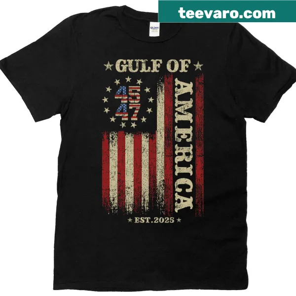 USA flag and Gulf Mexico map design on t-shirt
