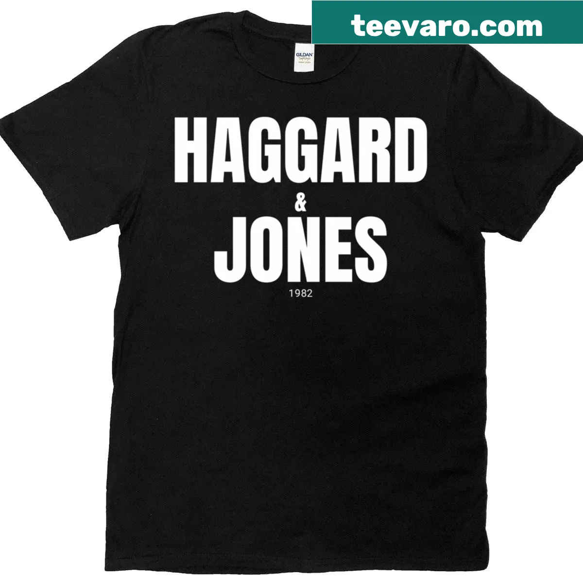 Minimalist white text t-shirt by Haggard Jones — on a men's t-shirt