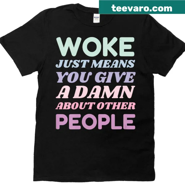 V-neck T-shirt with the phrase on caring and social awareness
