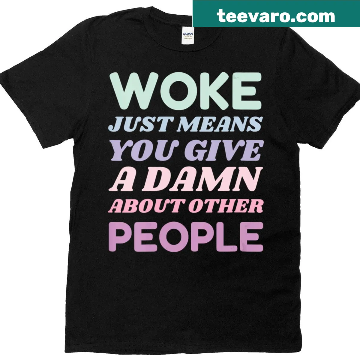 V-neck T-shirt with the phrase on caring and social awareness — on a men's t-shirt