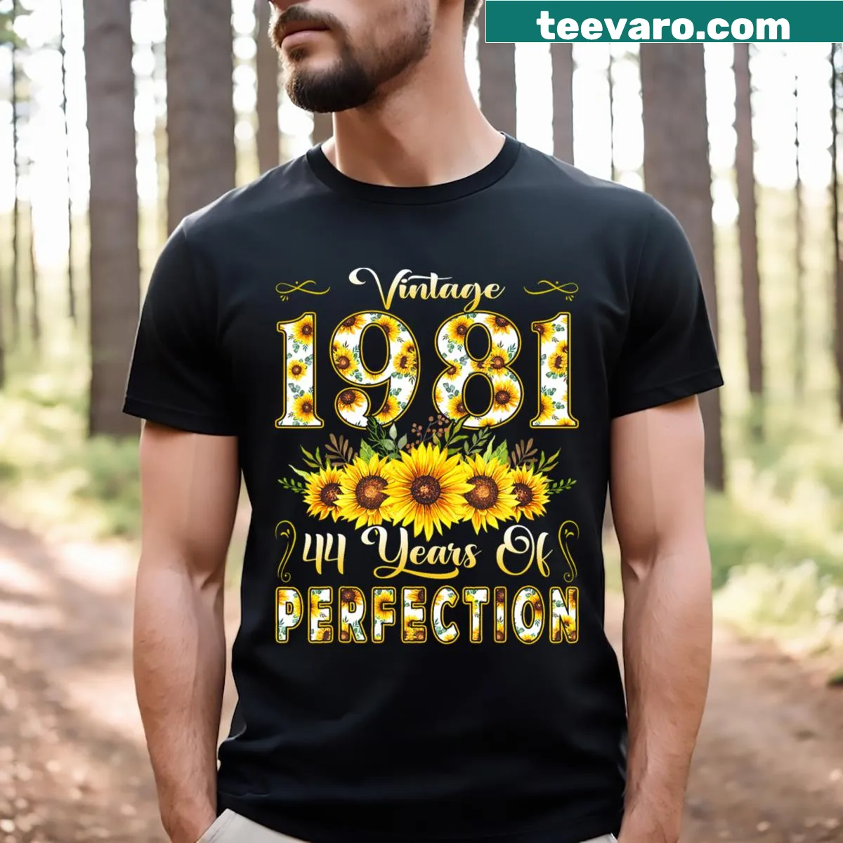 Vintage T-shirt featuring a sunflower and text for a 44th birthday