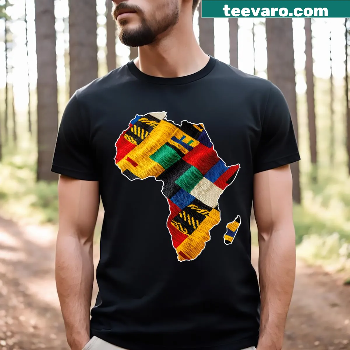 African map Kente art pattern T-shirt celebrating Black History Month