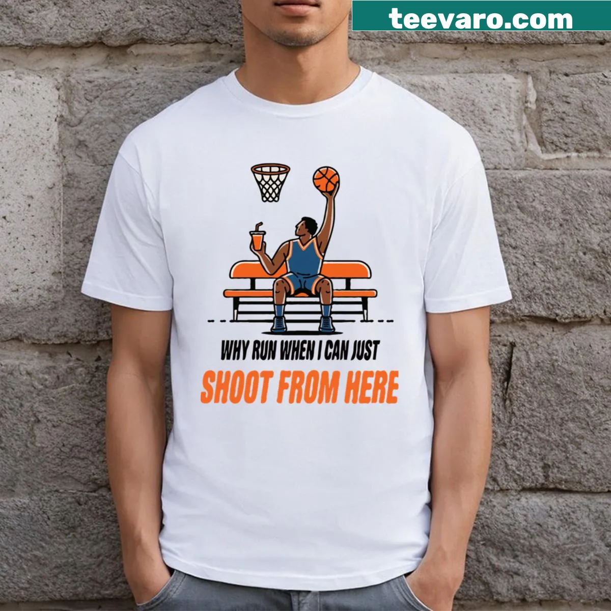 Lively T-shirt featuring a playful basketball player and ball design