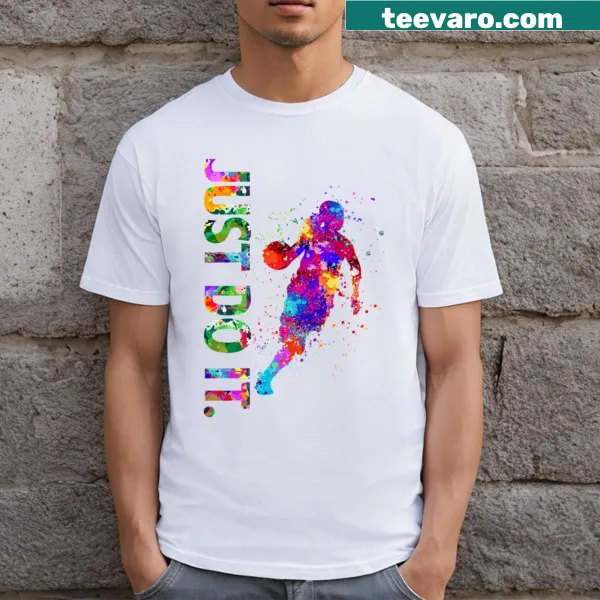 Watercolor design of basketball on a stylish t-shirt