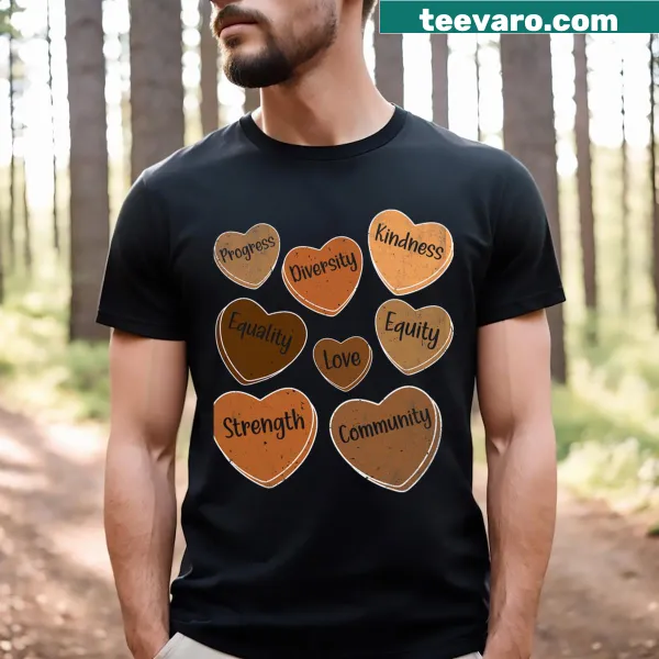 Heart design with diversity and equity themes for Black History Month