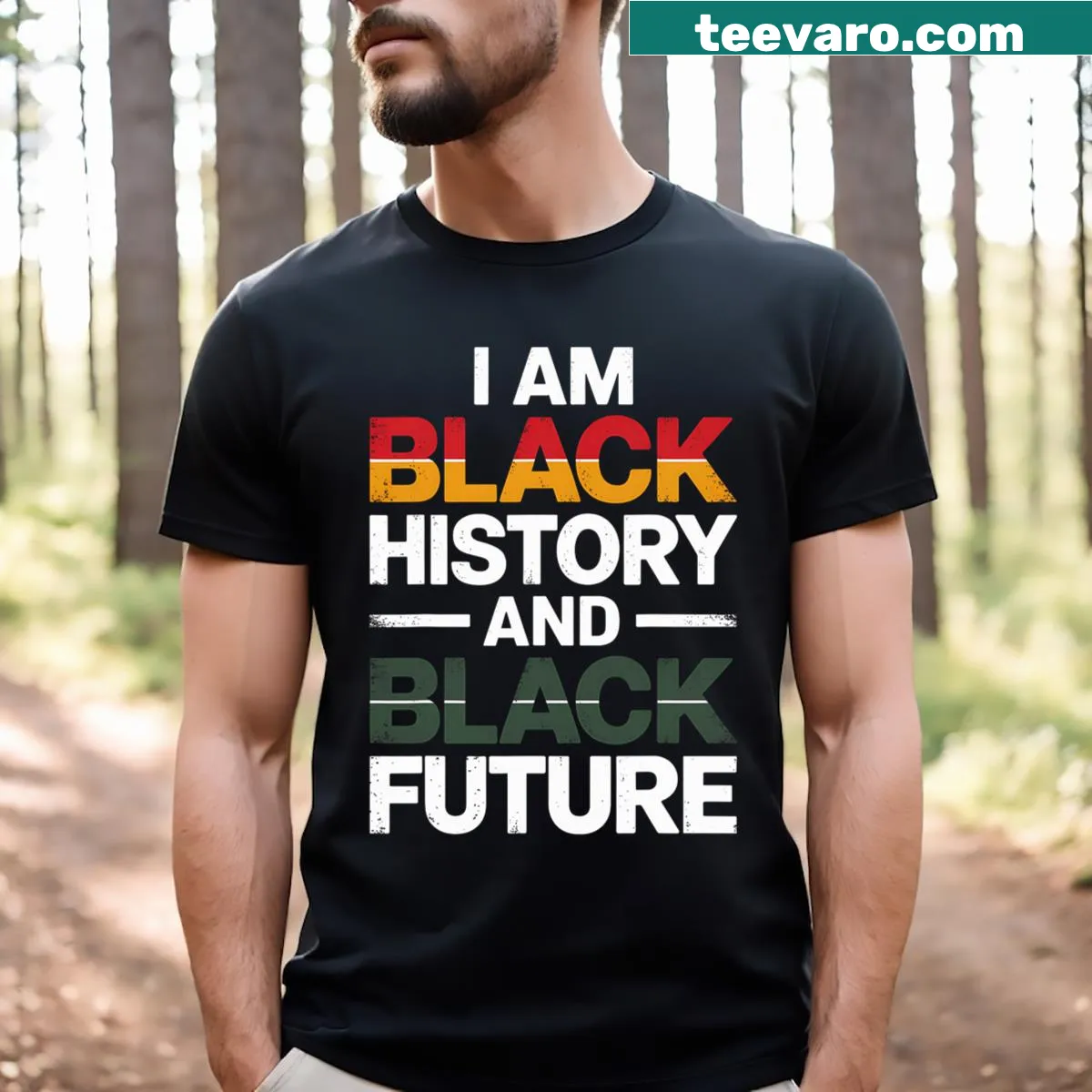 T-shirt featuring 'Black History And Black' phrase in bold typography