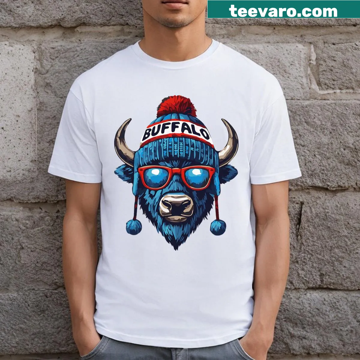 Illustrated buffalo graphic on kids' T-shirt for animal lovers
