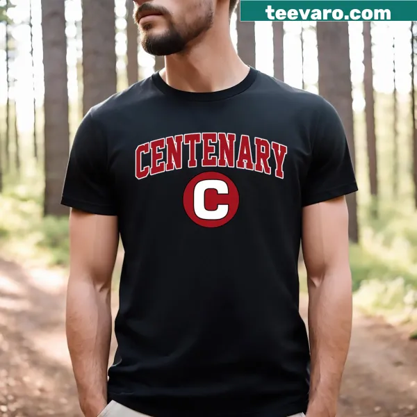 Vintage Centenary College Athletics arch logo on a T-shirt