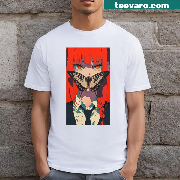 Makima illustration from Chainsaw Man on graphic t-shirt