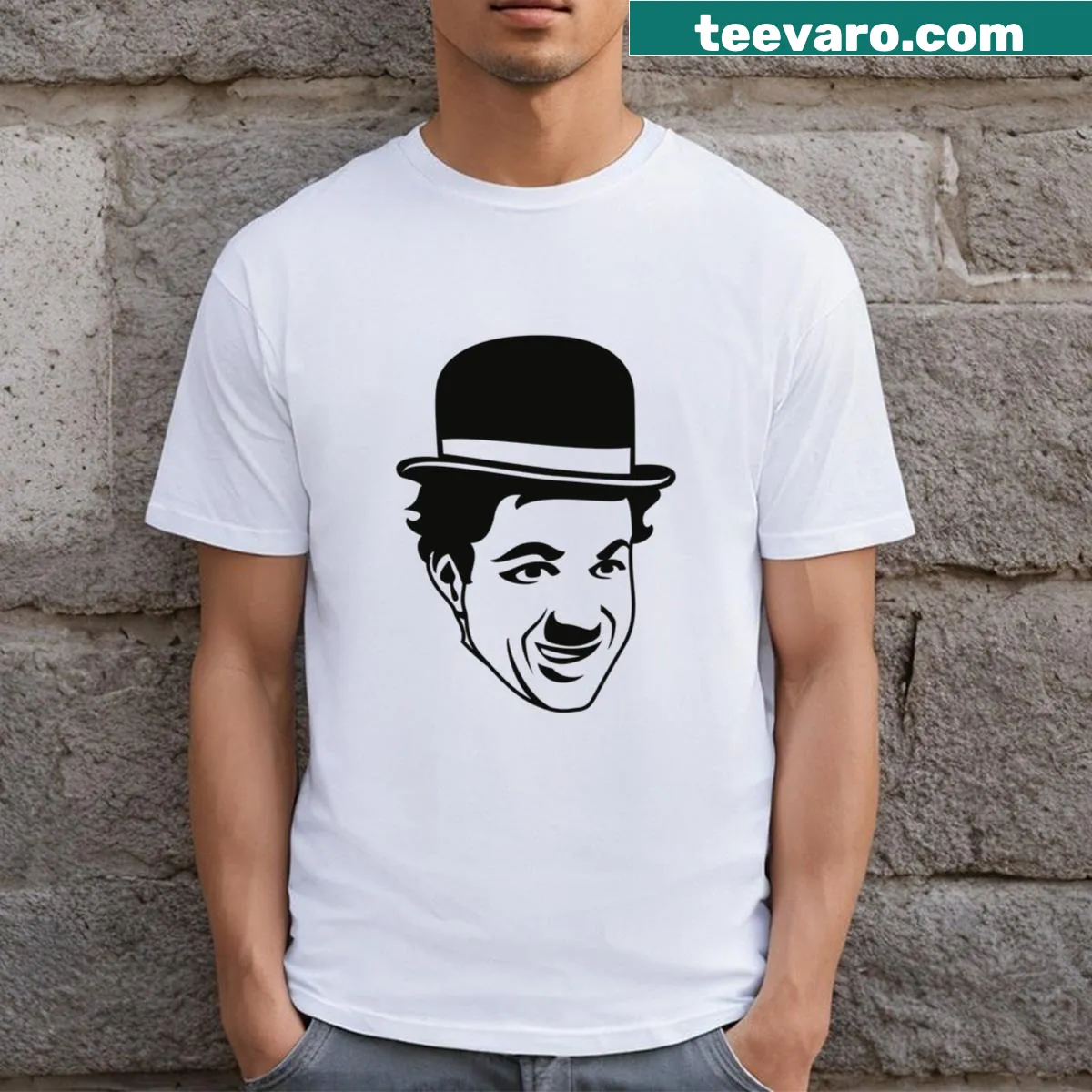 Graphic of Charlie Chaplin on t-shirt capturing classic film essence