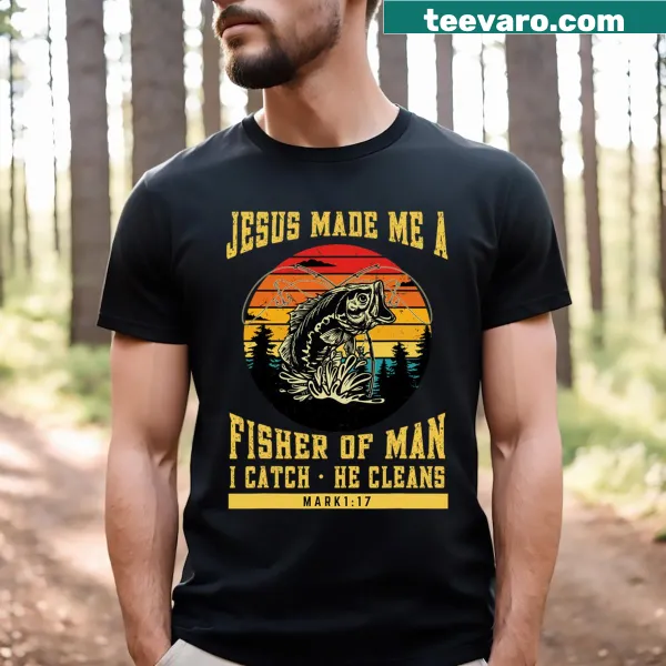 Inspirational Fisher of Men text graphic on T-shirt