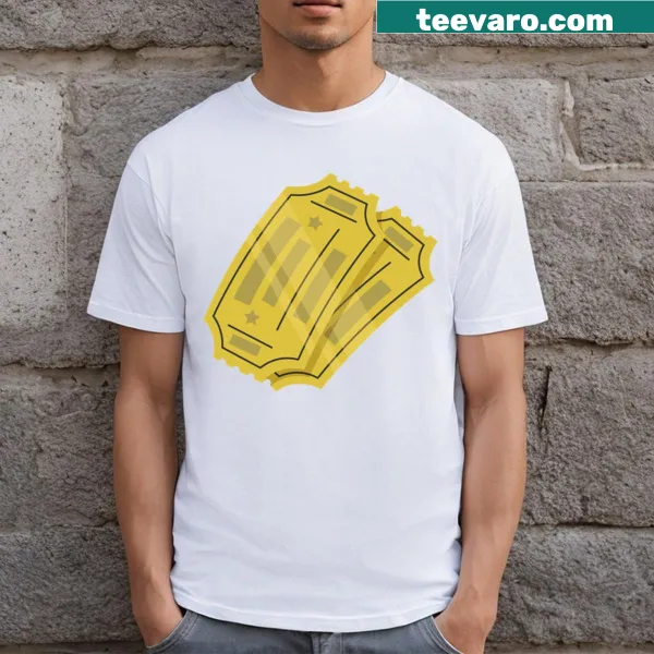 T-shirt featuring a playful cinema ticket design