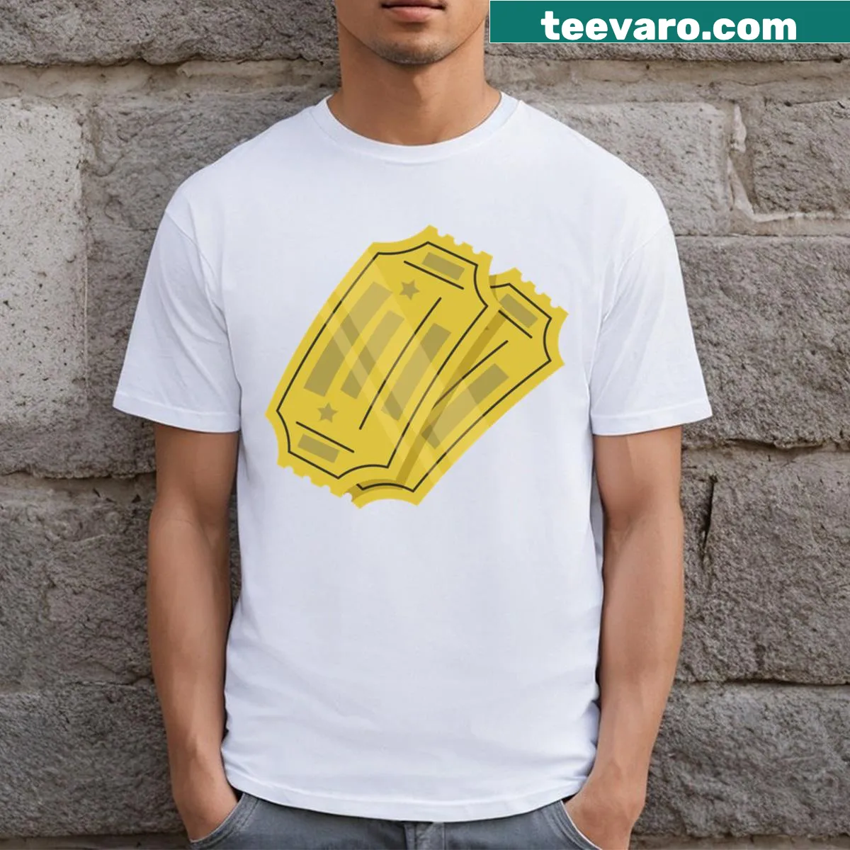 T-shirt featuring a playful cinema ticket design