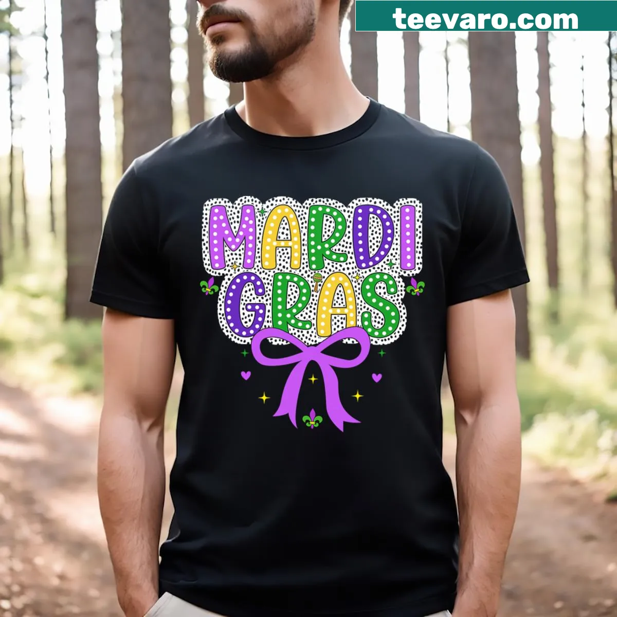 Mardi Gras Girls t-shirt featuring a jester outfit and bow illustration