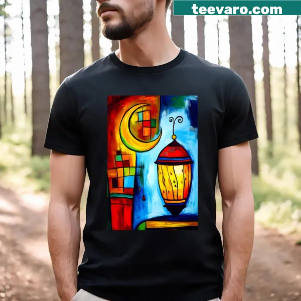 Abstract Ramadan skyline with a crescent lantern