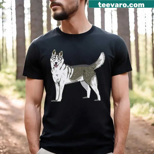 Adorable husky graphic on T-shirt