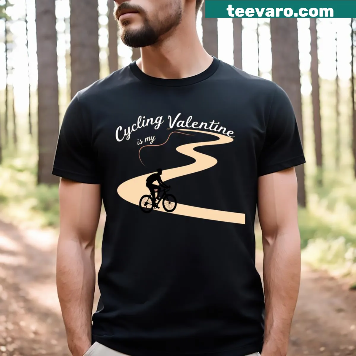 Romantic cycling-themed graphic T-shirt for Valentine's Day