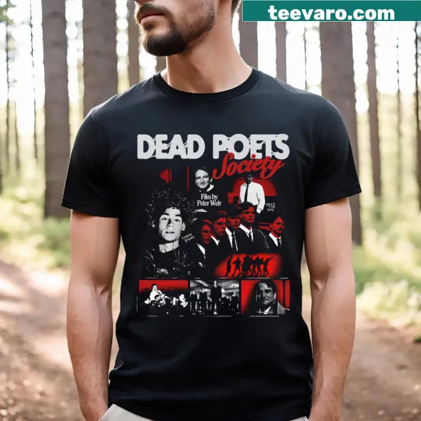 Tribute t-shirt featuring quotes and imagery from Dead Poets Society film.