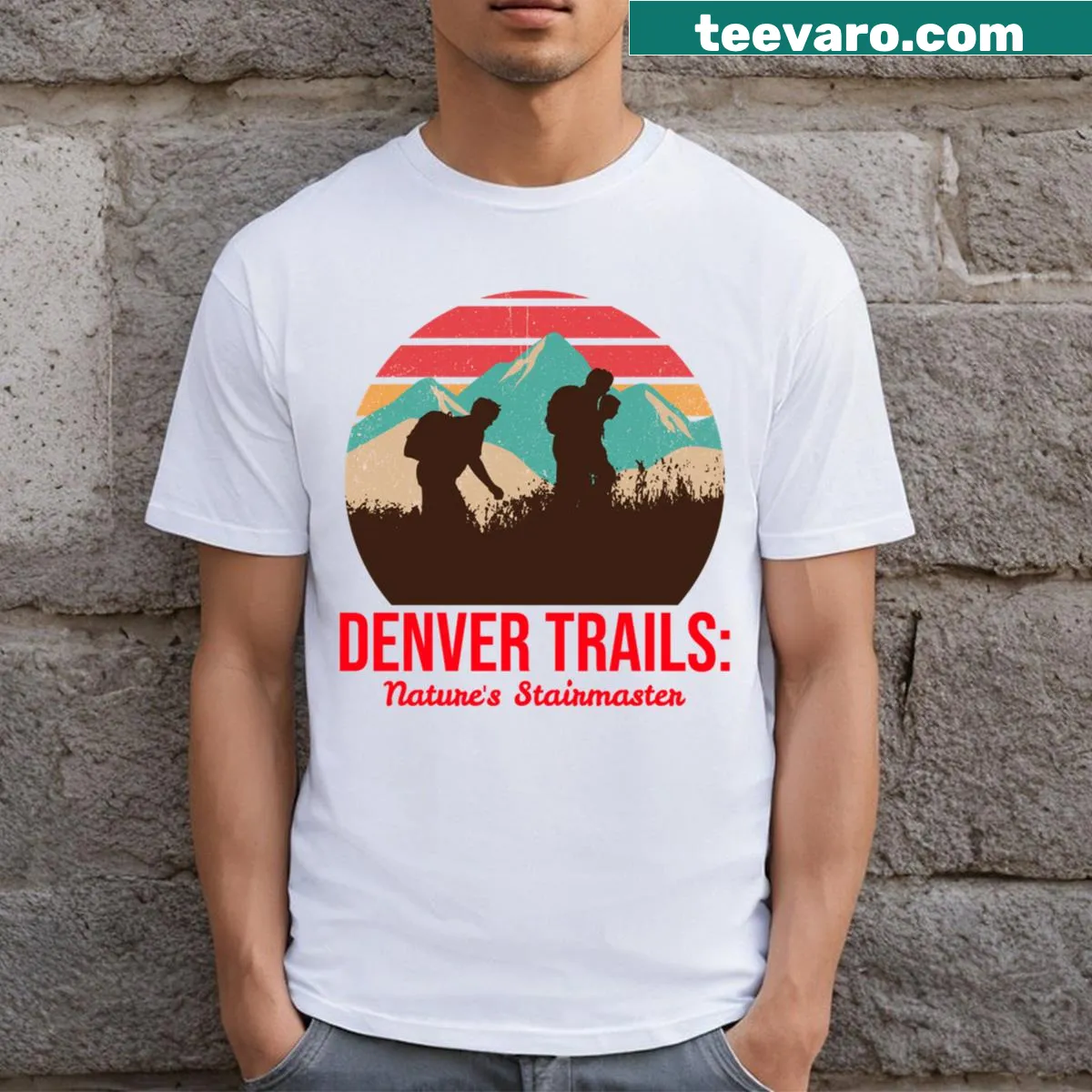 Outdoor-themed t-shirt featuring a graphic celebrating Denver hiking trails.