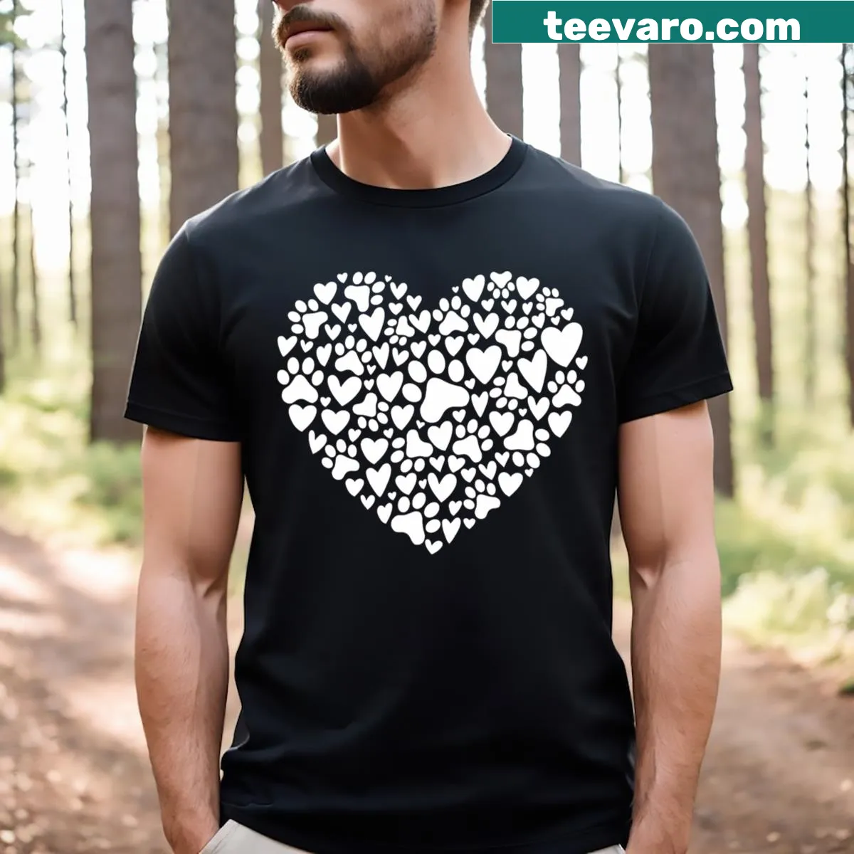 Valentine's Day Dog Mom t-shirt with heart and pawprint design