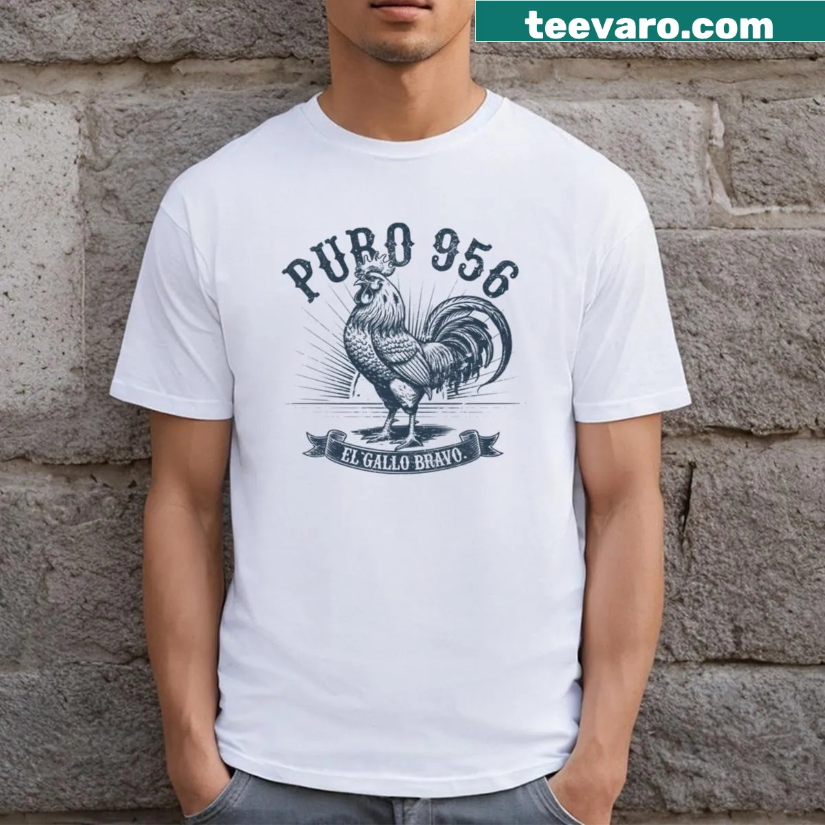 Illustrated warrior rooster design on T-shirt