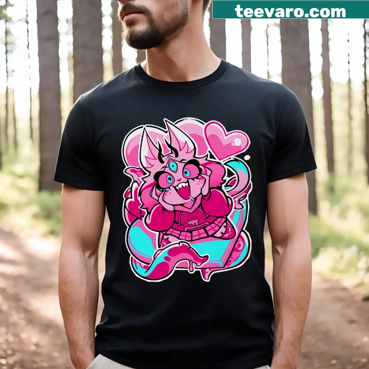Whimsical Emberlynn illustration from Helluva Boss on a t-shirt