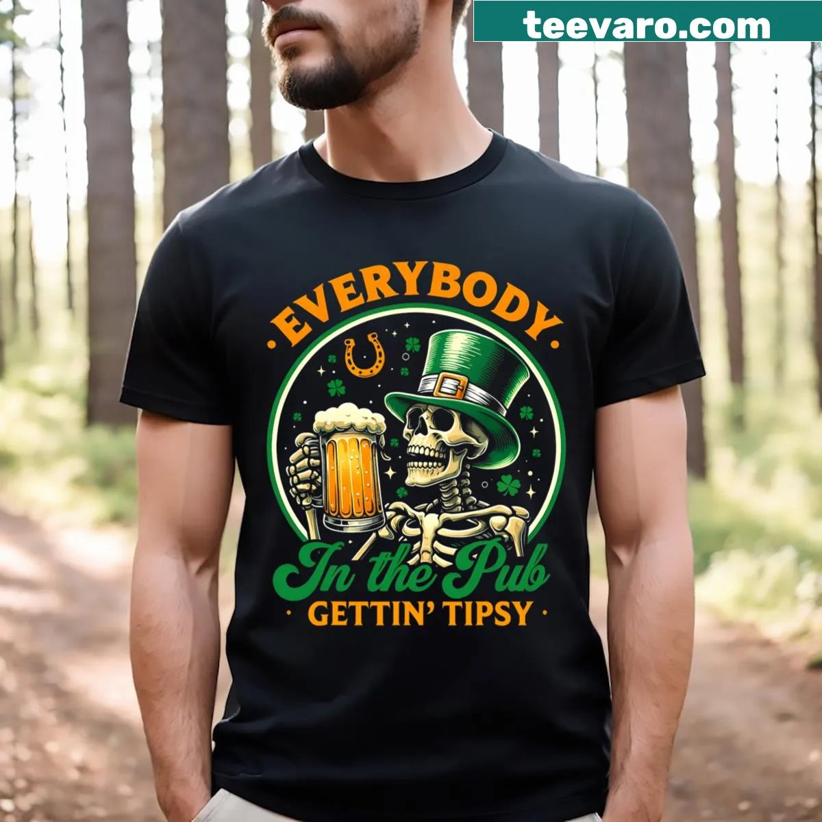 Funny St. Patrick's Day t-shirt with a pub scene illustration