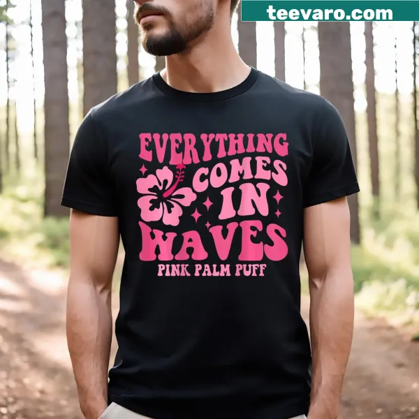 Playful pink palm design on T-shirt