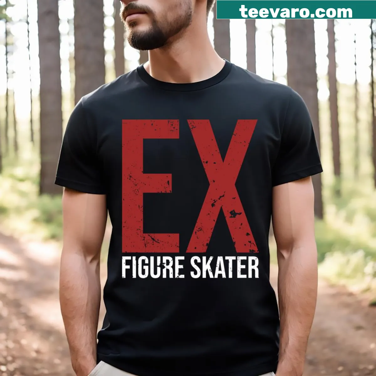 Illustration of an ex-figure skater in motion on a T-shirt
