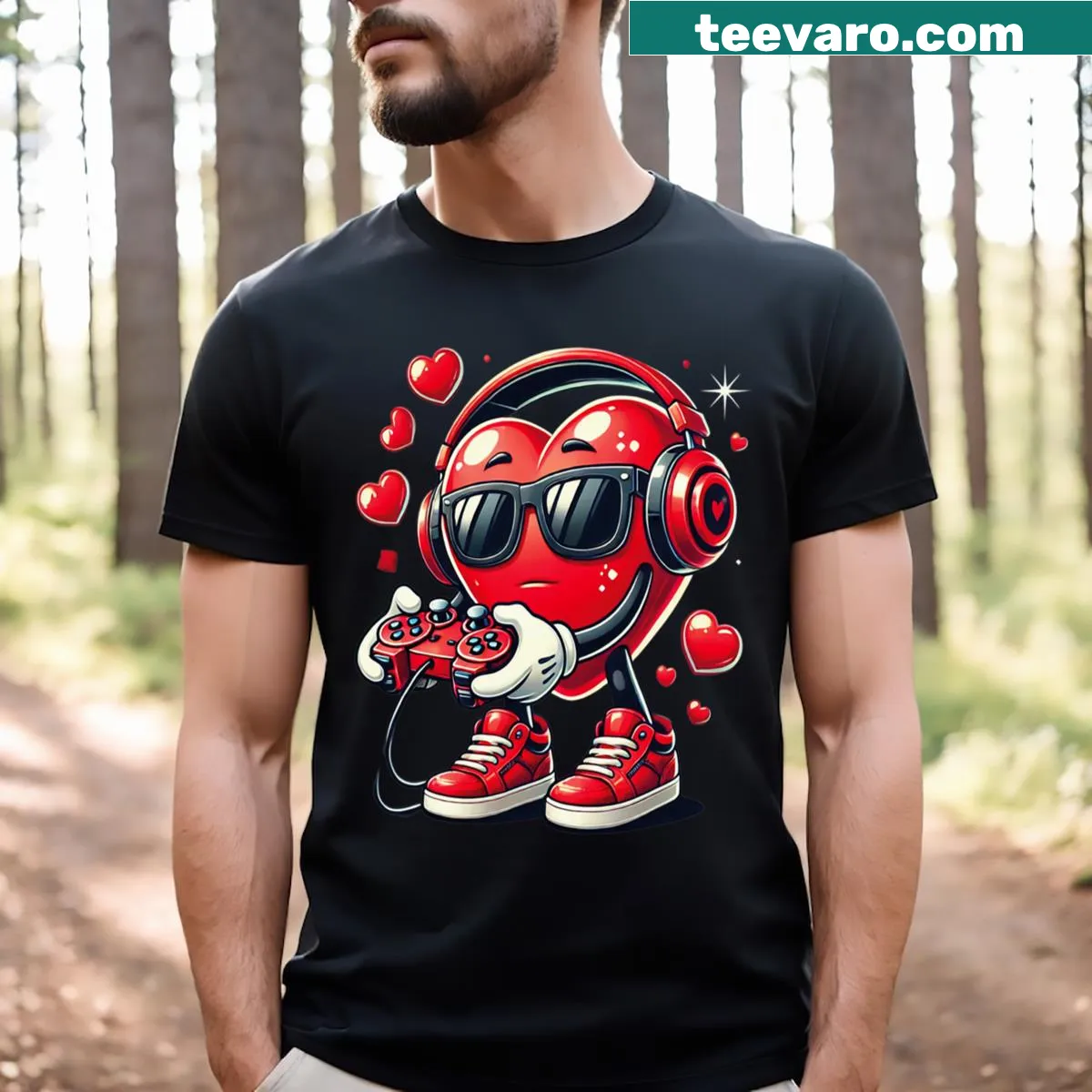 Valentine's Day t-shirt with heart design for gamers