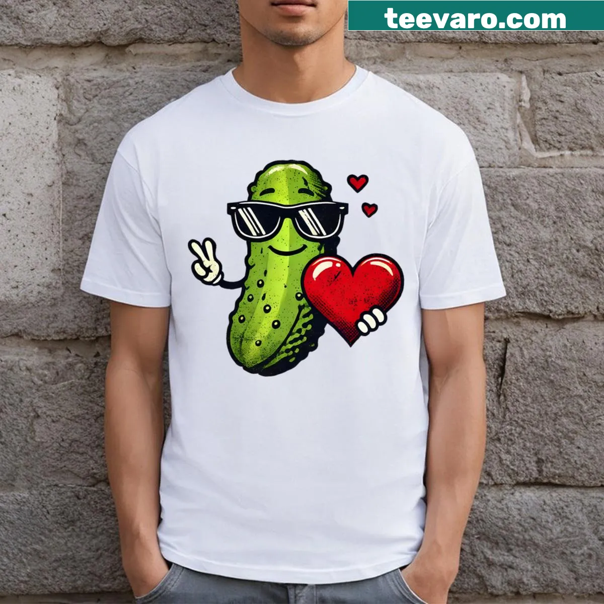 Graphic tee with a funny pickle heart design for kids