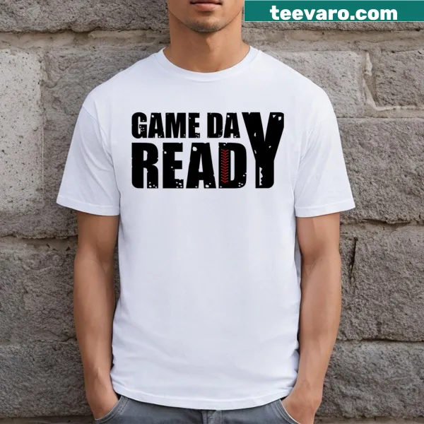 Baseball-themed T-shirt with typography celebrating game day spirit.