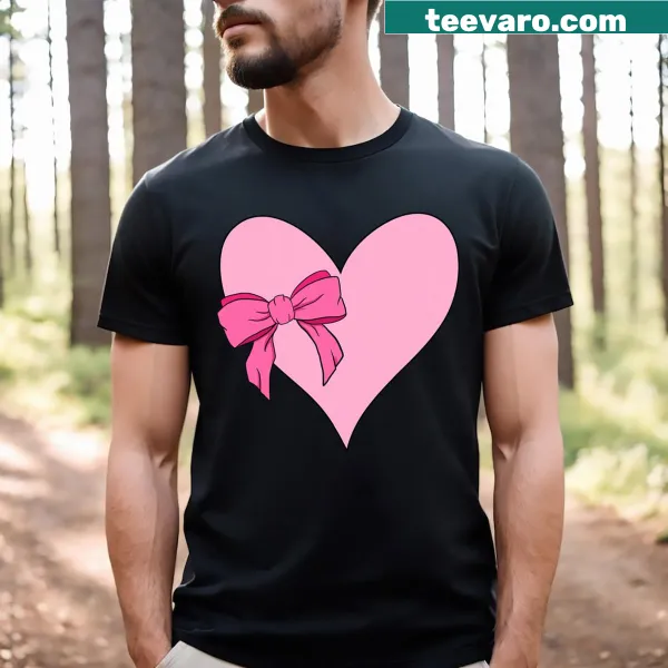 Cute kids t-shirt with heart and bow illustration for Valentine's Day