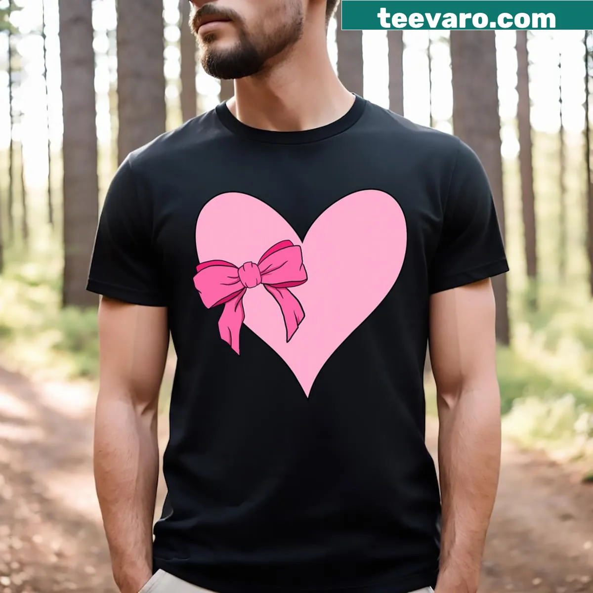 Cute kids t-shirt with heart and bow illustration for Valentine's Day