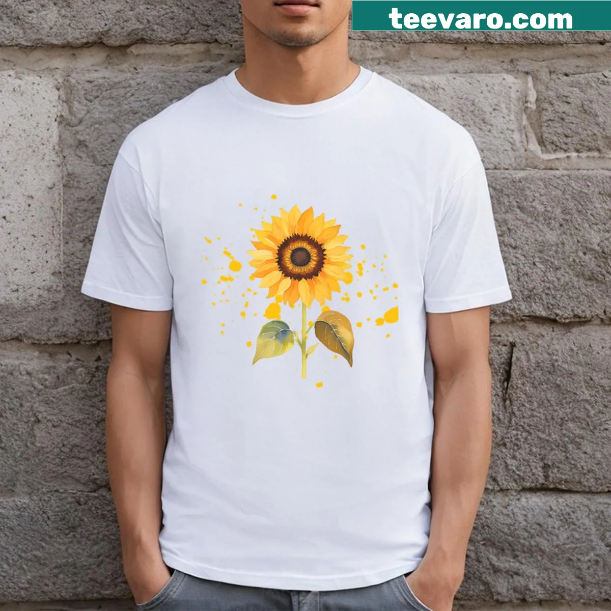 Illustrated t-shirt featuring a golden sunburst design