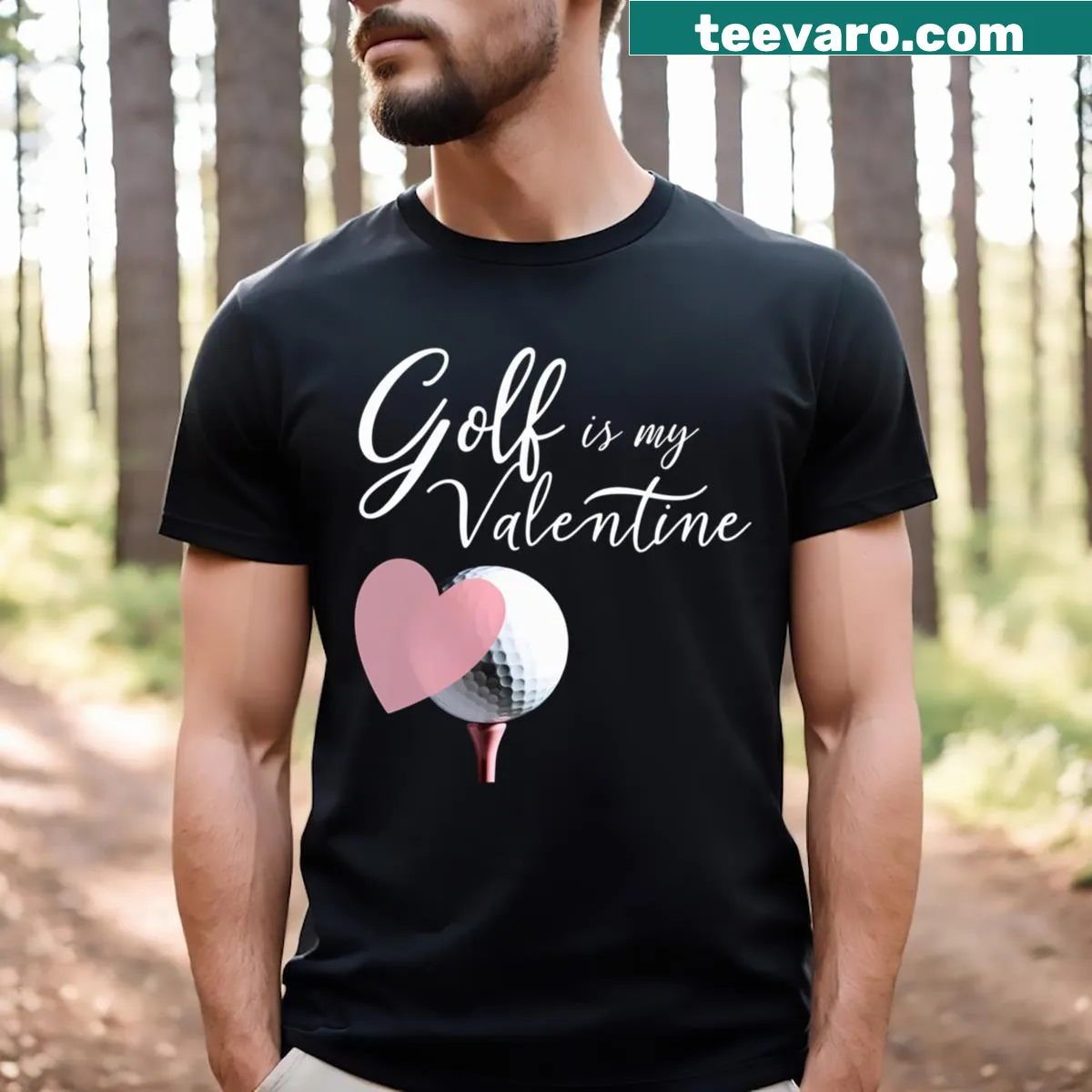 Romantic golf-themed t-shirt with playful design for Valentine's Day