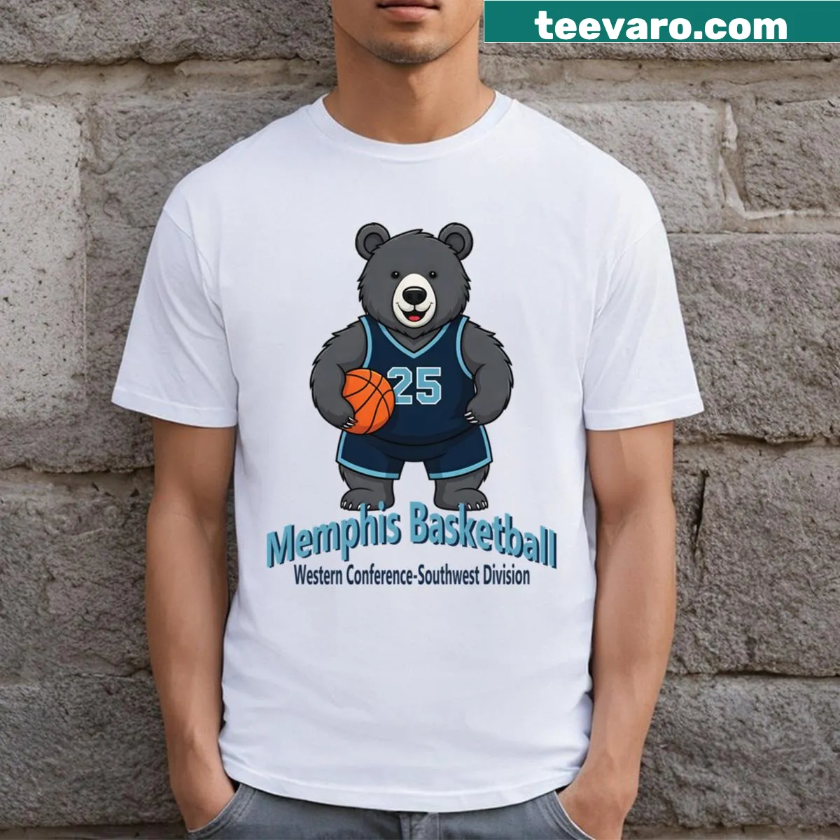 Funny T-shirt featuring a grizzly bear playing basketball