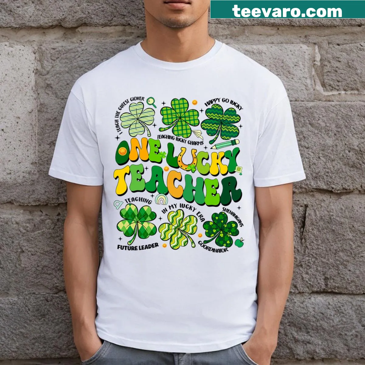 Shamrock graphic T-shirt for teachers on St. Patrick's Day